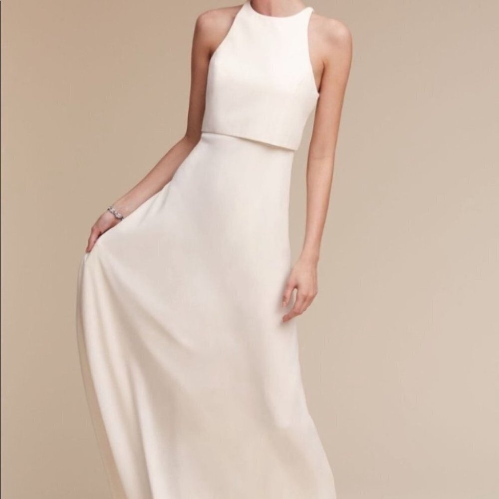 NWT Anthropologie BHLDN Jill Stuart Iva Crepe Maxi Dress Wedding Bridal Size 2 - Picture 13 of 17